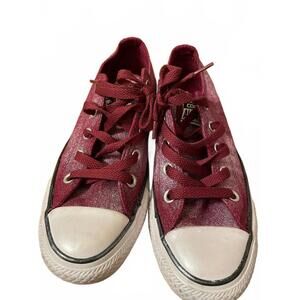 Converse Chuck Taylor All Star Shoes Ox Low Top Maroon Silver Women's Size 6 EUC